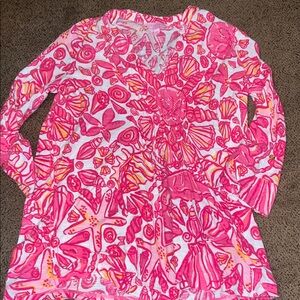 Lilly Pulitzer Tunic sailors valentine pink sea shell small top blouse